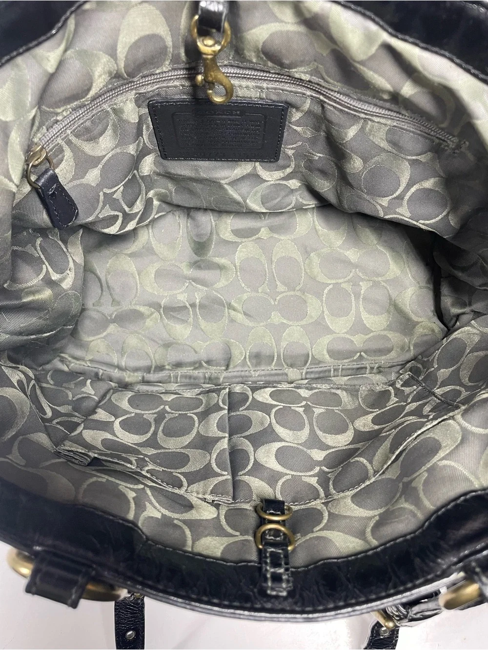 Coach Gallery Patent Laced Leather Tote Bag Handbag Purse Black 11500 Satchel